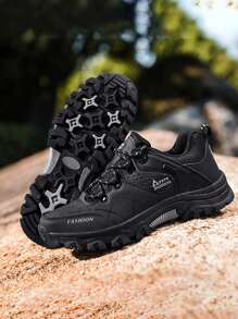 Men's Waterproof Hiking Shoes - Non-Slip, Durable Outdoor Adventure Sneakers With Rugged Rubber Sole, Lace-Up Design, Gray & Blue For Hiking, Trekking & Casual Wear, Spring Autumn Shoes | Modern Laceup Shoes | Durable Rubber Sole, Hiking Accessories