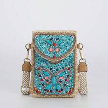 High-End Mode Persönlichkeit Stroh Geflochtene Ein-Schulter Umhängetasche für Frauen Neue Mode Perlen Tasche Geflochtene Damen Ein-Schulter Handytasche - 23# - Übersicht 1