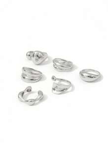 6 Stücke schlichte, geometrische, überdimensionierte Modeinge, Vintage, retro Ringe in Goldfarbe, klassisch für Frauen