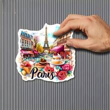 1 Pieza, Imán para refrigerador con diseño de París y la Torre Eiffel en color rosa - Elaborado en acrílico y goma suave, Decoración cuadrada para la cocina, Ideal para entusiastas de los viajes, regalo para el Día de la Madre/Padre, Decoración creativa para el hogar, la cocina, el refrigerador, la puerta, el gabinete de almacenamiento, con tema de París