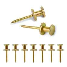 50 piezas Colgadores de Cuadros Dobles Soportan 20 lb, Clavos para Colgar Cuadros, Chinches para Colgar en Pared, Clavos para Colgar en Pared, Ganchos para Cuadros Profesionales para Pared de Madera o Paneles de Yeso - Dorado - Ver 1