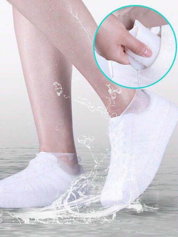 1 Pair Teen Silicone WaterProof Shoe Covers S/M/L Covers Slip-Resistant Rubber Rain Boot Overshoes Accessories For Outdoor Rainy Day