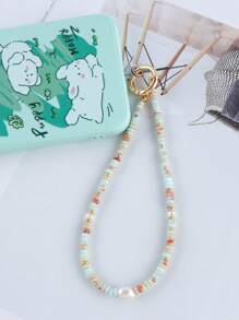 GO2CJBEADS 1pc Casual 4x2mm Synthetic Agalmatolite Stone Beads Pearl Charm Phone Chain Lanyard For Gift