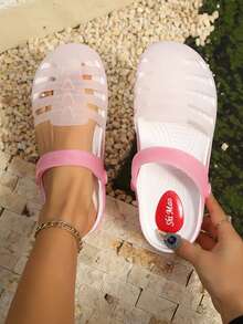 PVC Gelee Sandalen für Mädchen, frisch und einfach transparente Kristall Weichboden Slip-On Pantoffeln, römischer Stil Studentenschuhe