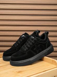 scarpi sportivi casual e confortevoli minimaliste nere con laccio frontale, scarpe sportive da coppia personali per uso quotidiano e campus - nero - Visualizzare 10