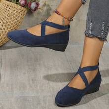 Women's Criss-Cross Elastic Band Pointed Toe Comfortable Casual Versatile Wedge Shoes