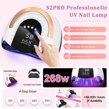 LKEnail 268W UV LED Lamp, SUN S2 Pro Fast Dryer, Curing Light With 57 LED Beads, LCD Touch Screen Auto Sensor Lamp Nail Art Tools