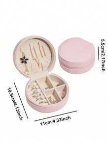 1 pieza Caja de joyería mini con forma de media luna y cremallera - Organizador lindo de cosméticos y pequeñas baratijas | Regalo ideal para niñas, damas de honor, almacenamiento portátil de accesorios para mujeres