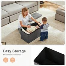 Local Delivery-Sweetcrispy 43in Foldable Storage Ottoman, Storage Chest For Bedroom End Of Bed, Large Ottoman Bench Foot Rest Stool With Padded Seat For Entryway Living Room, - 15"D x 30"W x 15"H - View 6