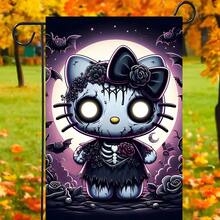 Sanrio Sanrio 2pcs Hello Kitty Halloween 2025 Pumpkin Garden Flag 40cm * 35cm Sanrio Garden Flag Courtyard Outdoor Decoration Halloween Bedroom Decoration (Random Styles Sent)