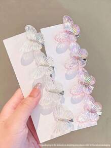 10 Stücke Haarschmuck für Damen, süße Schmetterling & Entenschnabel Clips, transparent pink, vielseitige Seitenpony Clips, bunte Schmetterling Haarclips für Mädchen, geeignet für den täglichen Gebrauch, Haarklammern, Haarspangen, flache Klemmclips