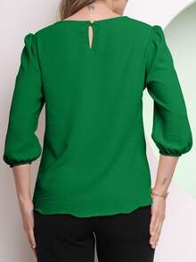 Women's Blouse Tailored Simplicity Elegant Social Basic Crepe 3/4 Sleeve Princess Tamires - 綠色 - View 2