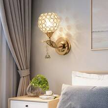 Crystal Leaf Wall Lamp, Nordic Style Bedside Lamp, Modern Minimalist Living Room, Hallway, Balcony, Study Room Lighting Fixture (Bulb Not Included) - Gold - View 1