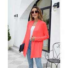 Newchoice Womens Casual Lightweight Long Sleeve Cardigan Soft Drape Open Front Fall Dusters (S-3XL) - Coral Pink - View 6
