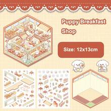 2 Pieces Stickers + 1 Piece Scene Card, Landscape Stickers, Educational Miniature House, Creative Cute Storage DIY Sticker Art, 3D Landscape Miniature House Collage - Multicolor - View 7