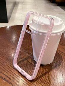 1个极简主义多巴胺彩色边框手机壳，兼容 17/17 Air/17 Pro/17 Pro Max/16/16 Pro/16 Plus/16 Pro Max/15/14/13/12 Pro Max/11，磨砂透明全包防震保护壳 - 粉色 - 查看 2