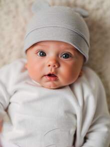 3 件新生儿婴儿医院帽，透气柔软舒适，可爱熊耳朵，适合男婴和女婴，秋冬款式 - 彩色 - 查看 6