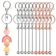 5/10 件串珠钥匙扣带，散装串珠 DIY 空白钥匙扣金属串珠钥匙扣配件，适用于串珠钥匙扣工艺品，手工礼品（适合孔径大于 2 毫米的珠子）