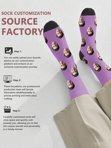 1双定制父亲节袜子，定制印花袜子，个性化趣味表情袜子，定制照片袜子，父亲节礼物，送给挚友的礼物，周年纪念礼物，情人节礼物，生日礼物，结婚礼物，母亲节礼物，送给爸爸/妈妈的礼物，送给女朋友/男朋友的礼物，送给她的/他的礼物，时尚秋季，色彩缤纷，可爱，萌趣，简约，趣味，定制，独特，个性化，送给他的理想礼物，送给她的理想礼物，男朋友，女朋友，家人，朋友，她，圣诞家居氛围，舒适 - 彩色 - 查看 5