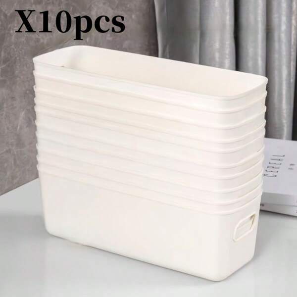 10 pièces Ensemble de boîtes de rangement en plastique blanc - Boîtes de rangement modulaires empilables avec design à vue dégagée et aération pour le rangement à la maison - Dortoir, fournitures de bureau, fournitures scolaires - Boîtes de rangement pour placard économisant l'espace - Solutions de rangement sous le lit - Boîtes de rangement pour artisanat - Boîtes de rangement pour articles de toilette de salle de bain - Boîtes à outils de garage, rentrée scolaire
