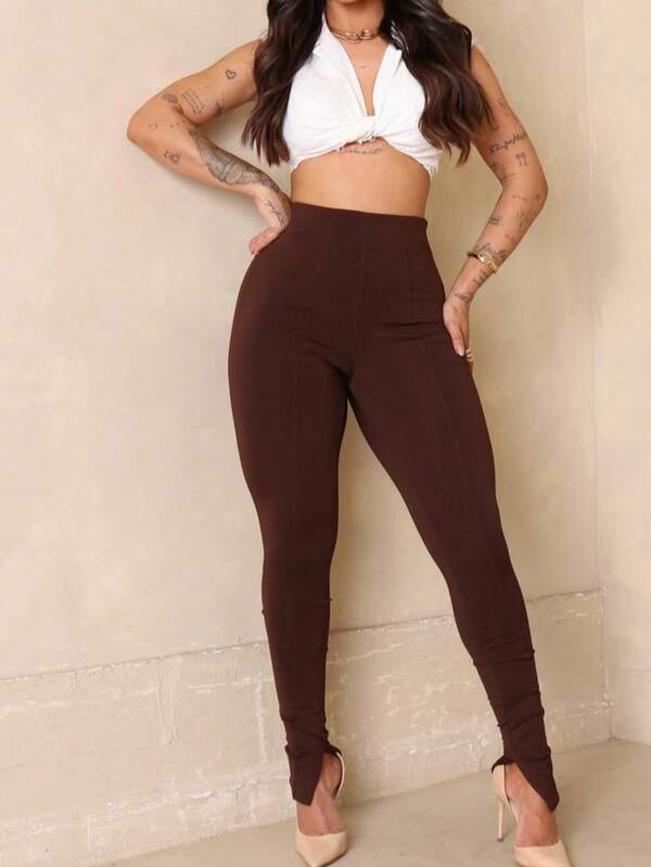 Calça Montaria  Casual  elegante    Dividido    Feminina