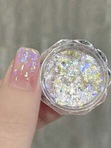3pcs/Set Holographic Colorful Nail Glitters, Shiny & Fashionable, DIY Nail Art Decor, Y2K Style, 3 Color Variations/Set - Multicolor - View 4