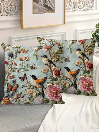 1/2/4 件复古花卉抱枕套 2D 平面印花 17.7x17.7 英寸 | 柔软涤纶，拉链开合，可机洗 | 复古美学，沙发、床、车内、客厅装饰枕头