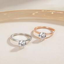 EAMTI 1.5CT 925 Sterling Silver Engagement Rings Round Cut Solitaire Cubic Zirconia CZ Wedding Promise Rings Her Wedding Bands Women Size 3-11 - Vàng - Xem 8