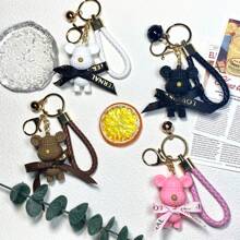 Resin Yarn Bear Key Chain, Elegant Accessory For Car, Backpack, Purse, Couples, Fashionable Gift