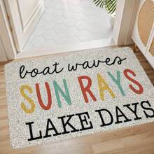 Summer Boat Waves Sun Rays Door Mat, Decorative Indoor Outdoor Patio Entry Front Door Mat, Lake Welcome Mat Decor, Lake House Gifts For Women, Nylon Back To School