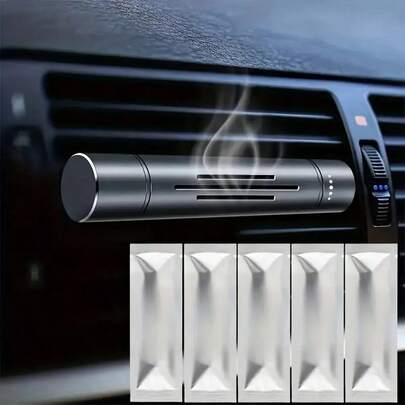 6pcs/Set Of Car Air Freshener; (1 Set Of Car Air Outlet Alloy Diffuser With 5 Solid Supplement Cores) ,Remove The Odor Inside The Car,Car Interior Accessories