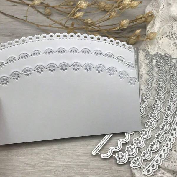 Silver Gray Metal Cutting Dies, Fantasy Flower Shape Edge Decor, Scrapbook Paper Craft Punch Tools,Back To School,School Supplies