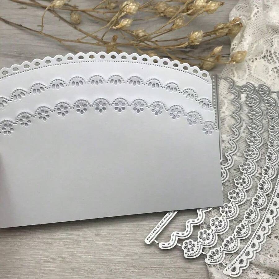 Silver Gray Metal Cutting Dies, Fantasy Flower Shape Edge Decor, Scrapbook Paper Craft Punch Tools,Back To School,School Supplies
