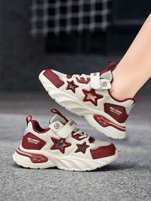 1 paio di scarpe sportive casual alla moda con chiusura a strappo, decorazione a stelle, superiore traspirante e forata, suola antiscivolo, adatte per la primavera, per ragazze
