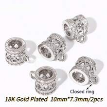 2 stuks 18K verguld messing metalen inleg zirkonia scharnierende hanger enhancer borgsluitingen DIY sieraden maken accessoires