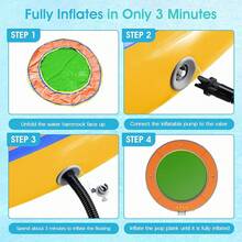 Inflatable Lake Raft For 4–10 People – Heavy Duty PVC Water Hammock With Mesh Bed, Soft Ladder & Cup Holders, Round & Hexagon Float For Summer Fun - 橘色 - 查看 7