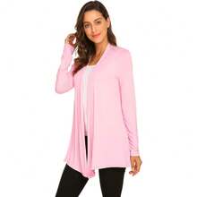 Newchoice Womens Casual Lightweight Long Sleeve Cardigan Soft Drape Open Front Fall Dusters (S-3XL) - Pink - View 4