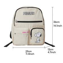 Miniso Snoopy Series Multi-Pocket Nylon Backpack High School Students School Bag Brand Unisex Shoulder Bag - Beige - View 6
