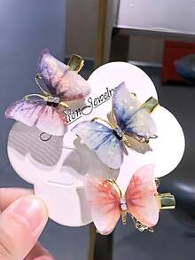 48件裝仙女風彩色蝴蝶髮夾，可愛女性蝴蝶髮飾，適用側瀏海，混色款（不含紙卡） - 多色 - 查看 7