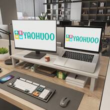 Dual Monitor Stand Riser, 39Inch Large Monitor Stands For 2 Monitors, Computer Monitor Stand, Wooden Desktop Oraganizer Shelf For Office Desk Computer,Laptop,TV - trắng - Xem 6