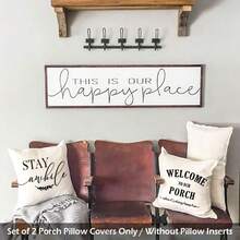 Hkr752 Welcome To Our Porch Stay Awhile Pillows Outdoor Pillow Covers 18x18 Waterproof Set Of 2 Farmhouse Porch Decor Patio Decorative Throw Pillows 18 X 18 No Inserts - 2PacksWelcometoOurPorch(Waterproof) - View 2