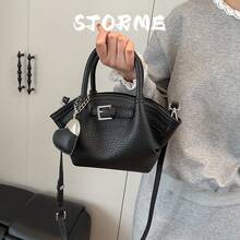 Small Handbags, Wing Bags, Stylish And Versatile Basket Bags, Bucket Bags, Leather Bags With A High Sense Of Quality, Can Be Worn As A Crossbody Bag - Black Large Flower - View 2