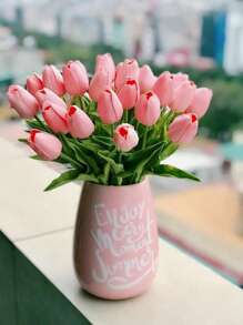 1/5 Tulipanes artificiales, con un toque realista, específicamente en forma de ramos de flores artificiales de color rosa. Adecuado para decorar varios escenarios como bodas, habitaciones, restaurantes, cocinas, salas de estar, dormitorios, hogares, baños, hoteles, fiestas y todo tipo de eventos. Se utiliza como regalo para el Día de San Valentín y Año Nuevo. Para Pascua, Día de la Madre, Día del Padre, fiestas de cumpleaños, decoraciones de graduación. Regalos.