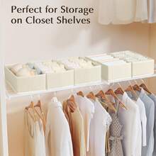 Drawer Organizers Clothes, Set Of 4 Dresser Organizer Bins, Fabric Closet Organizers And Storage, Shallow Drawer Dividers For Nursery, Clothing, Clothes, Socks, Underwears, Tie (Beige) ODR1 - 淺褐色的 - 查看 5