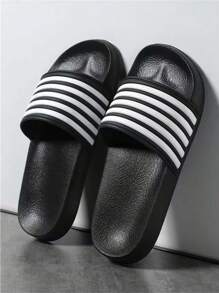 Casual Fashion Slippers, Unisex, Couples, Teenagers, Campus Students, Men/Girl, Indoor Home Slippers, Casual Sandals, Outdoor Beach Slippers, Campus Bathroom Slippers, Swimming Pool Slippers, Sports Sandals, Slip-On, Slippers, Slouchy Slippers, Thick Soft Comfortable Soles, Anti-Slip Outsoles, Black & White Striped, Zebra Patterns, Close To Nature