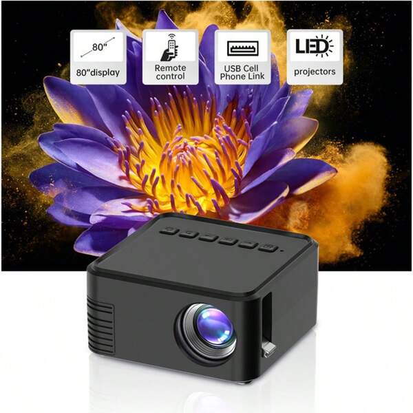 Neuer Mini-Heimkino-Hochauflösungsprojekt, kann Ihre Film-, TV- und Gaming-Erfahrung verbessern, tragbarer Outdoor-Videoprojekt, kompatibel mit Smartphone/HDTV/USB/AV/SD-Karte usw.