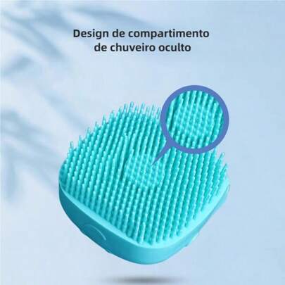 Esponja Para Banho de Silicone com Dispenser Massageador Escova Shampoo Sabonete Liquido Infantil Pet Crianças