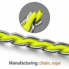 Dog Leash Chew Proof, Chain Leash Anti Chew Dog Leash For Large Dogs Heavy Duty, Indestructible Metal Leash Anti Bite Chain Link With Woven Cord Soft Padded Handle (Orange, 5FT) - 黃色 - 查看 4
