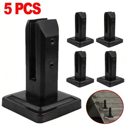 5Pcs 304 Stainless Steel Clamp Glass Panel Pool Fence Staircase Bracket Spigot Square Black