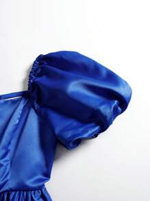 Women's Formal Evening Dress Square Neck Short Puff Sleeves Elegant Long Dress Satin Wedding Dress Bridesmaid Bridal Bridal Cocktail Satin Silk Satin Bachelorette Party Engagement Bride Bridesmaid Bridal Wedding Cocktail Party Formal Prom Bachelorette Engagement